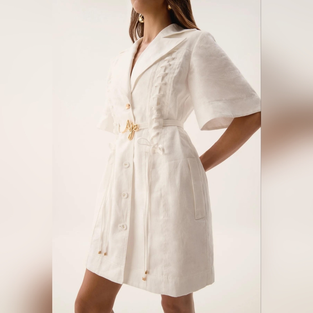Aje Ana Mini Dress in Ivory - Picture 3 of 16